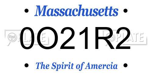 0O21R2 Massachusetts License Plate