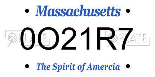 0O21R7 Massachusetts License Plate