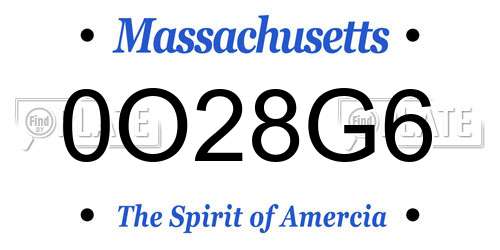 0O28G6 Massachusetts License Plate
