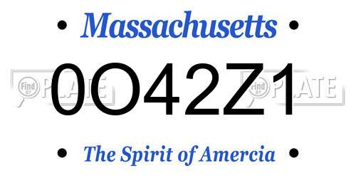 0O42Z1 Massachusetts License Plate