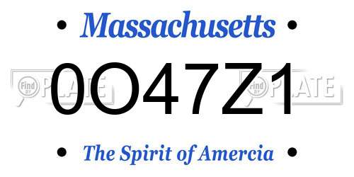 0O47Z1 Massachusetts License Plate