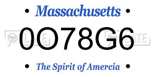0O78G6 Massachusetts License Plate