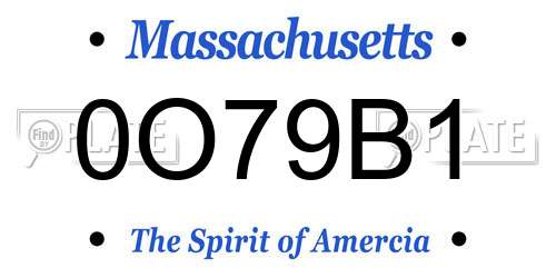 0O79B1 Massachusetts License Plate