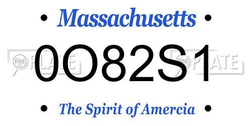 0O82S1 Massachusetts License Plate