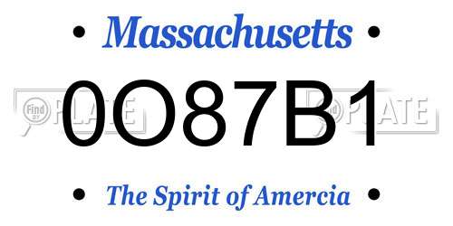 0O87B1 Massachusetts License Plate