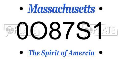 0O87S1 Massachusetts License Plate