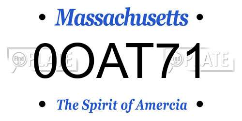 0OAT71 Massachusetts License Plate