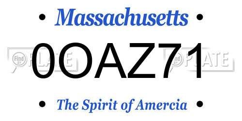 0OAZ71 Massachusetts License Plate