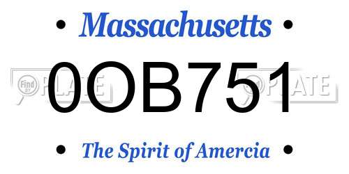 0OB751 Massachusetts License Plate