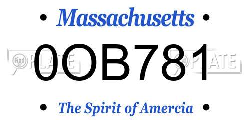 0OB781 Massachusetts License Plate
