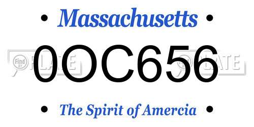 0OC656 Massachusetts License Plate