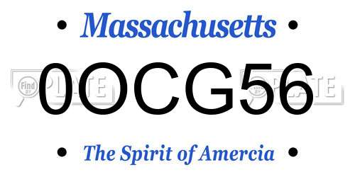 0OCG56 Massachusetts License Plate
