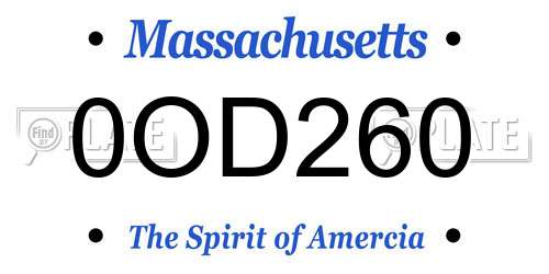 0OD260 Massachusetts License Plate