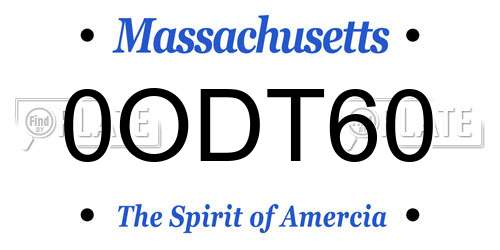 0ODT60 Massachusetts License Plate