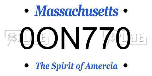 0ON770 Massachusetts License Plate
