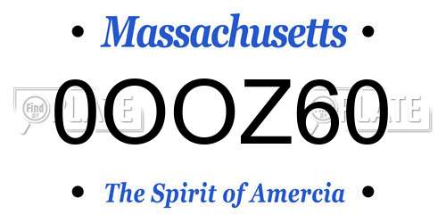 0OOZ60 Massachusetts License Plate