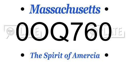 0OQ760 Massachusetts License Plate