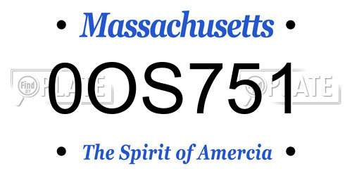 0OS751 Massachusetts License Plate