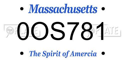 0OS781 Massachusetts License Plate