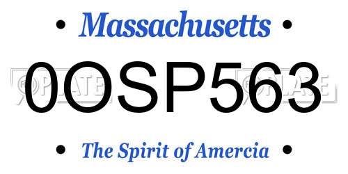 0OSP563 Massachusetts License Plate
