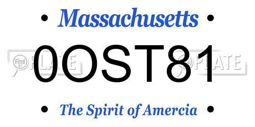 0OST81 Massachusetts License Plate