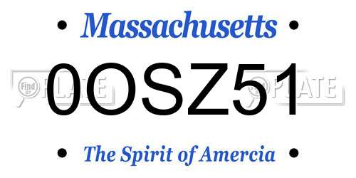 0OSZ51 Massachusetts License Plate