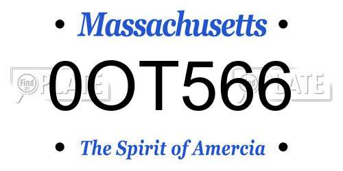 0OT566 Massachusetts License Plate