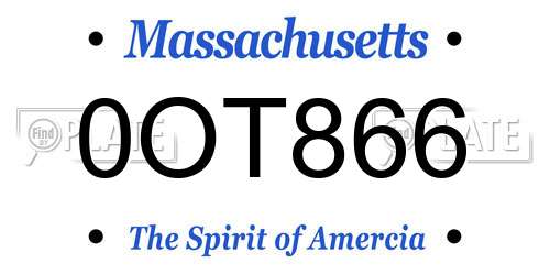 0OT866 Massachusetts License Plate