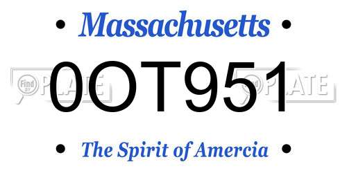 0OT951 Massachusetts License Plate