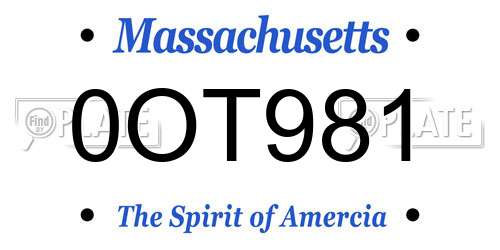 0OT981 Massachusetts License Plate