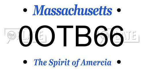 0OTB66 Massachusetts License Plate