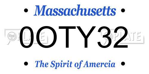 0OTY32 Massachusetts License Plate