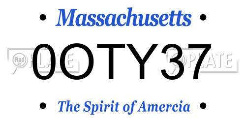 0OTY37 Massachusetts License Plate