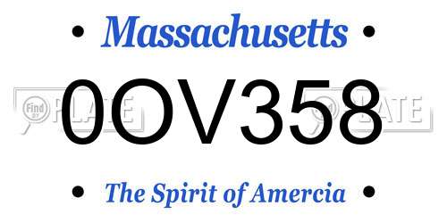 0OV358 Massachusetts License Plate