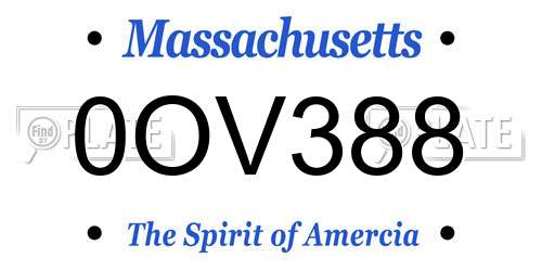 0OV388 Massachusetts License Plate