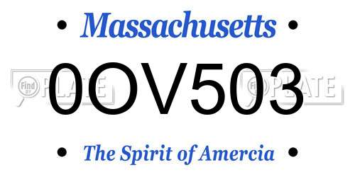 0OV503 Massachusetts License Plate