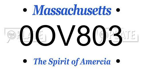 0OV803 Massachusetts License Plate