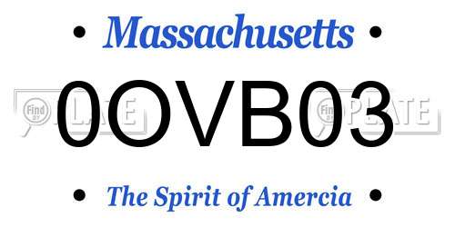 0OVB03 Massachusetts License Plate