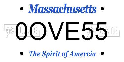 0OVE55 Massachusetts License Plate