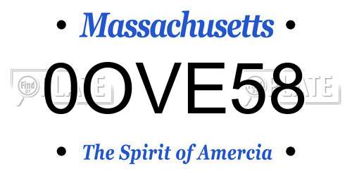 0OVE58 Massachusetts License Plate