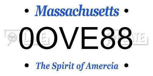 0OVE88 Massachusetts License Plate
