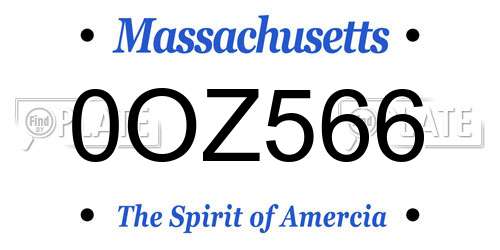 0OZ566 Massachusetts License Plate
