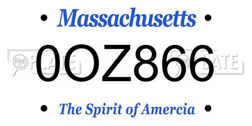 0OZ866 Massachusetts License Plate