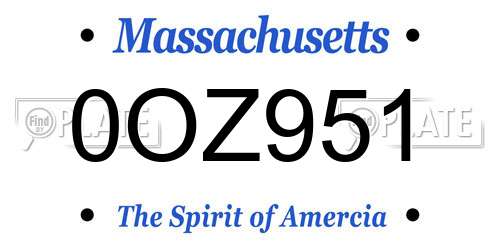 0OZ951 Massachusetts License Plate
