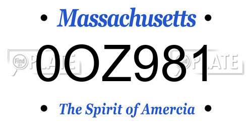 0OZ981 Massachusetts License Plate