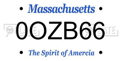 0OZB66 Massachusetts License Plate