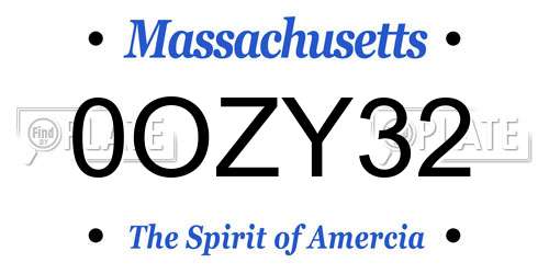 0OZY32 Massachusetts License Plate