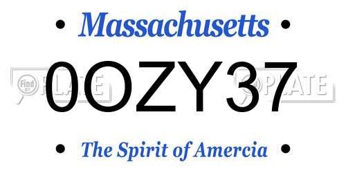 0OZY37 Massachusetts License Plate