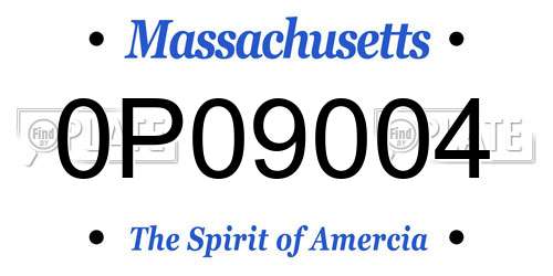 0P09004 Massachusetts License Plate