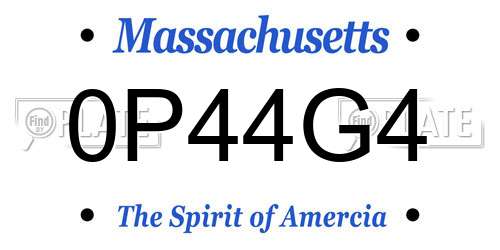 0P44G4 Massachusetts License Plate